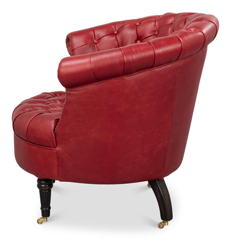 Sarreid Bastian Armchair  New Rouge Leather