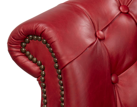 Sarreid Bastian Armchair  New Rouge Leather