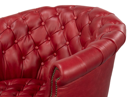 Sarreid Bastian Armchair  New Rouge Leather