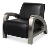 Sarreid Carlisle Armchair  Leather Onyx Black