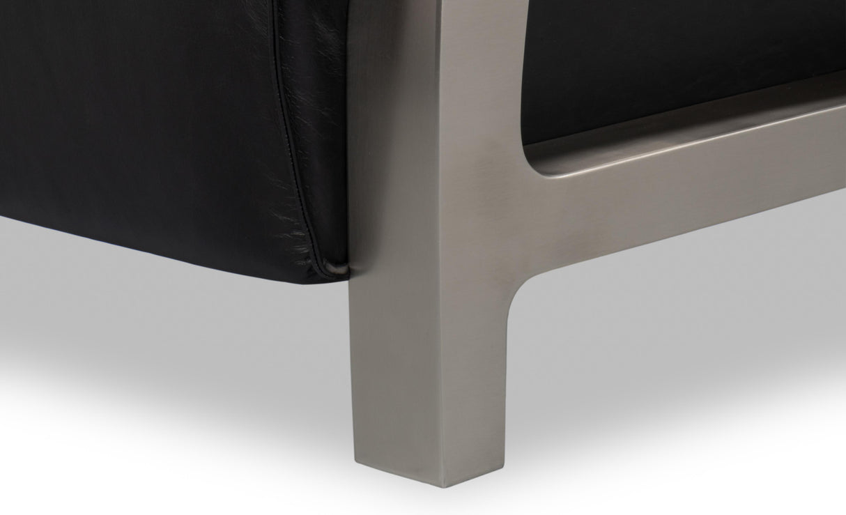 Sarreid Carlisle Armchair  Leather Onyx Black