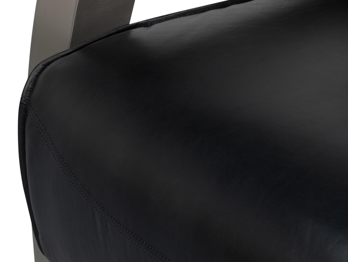 Sarreid Carlisle Armchair  Leather Onyx Black