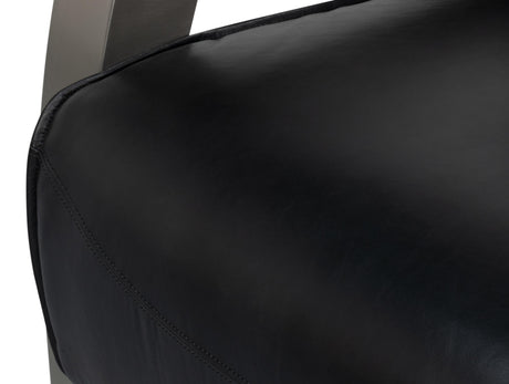 Sarreid Carlisle Armchair  Leather Onyx Black