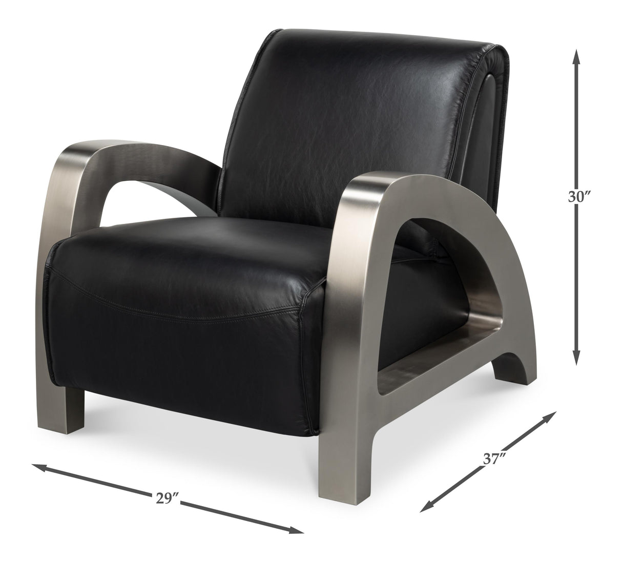 Sarreid Carlisle Armchair  Leather Onyx Black