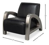 Sarreid Carlisle Armchair  Leather Onyx Black