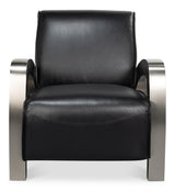 Sarreid Carlisle Armchair  Leather Onyx Black