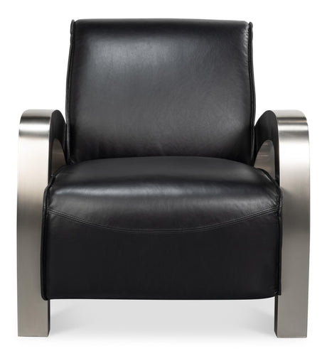 Sarreid Carlisle Armchair  Leather Onyx Black