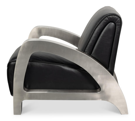 Sarreid Carlisle Armchair  Leather Onyx Black