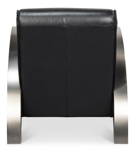 Sarreid Carlisle Armchair  Leather Onyx Black