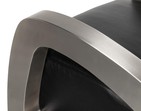 Sarreid Carlisle Armchair  Leather Onyx Black