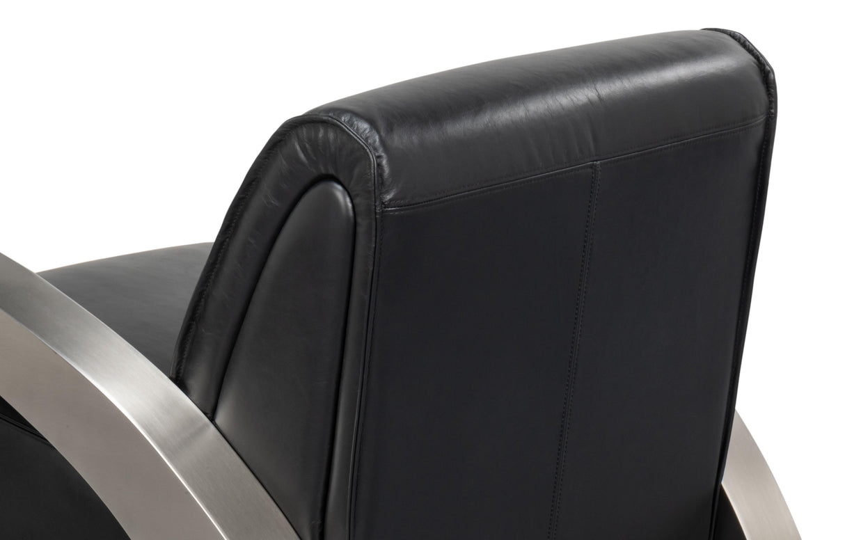 Sarreid Carlisle Armchair  Leather Onyx Black