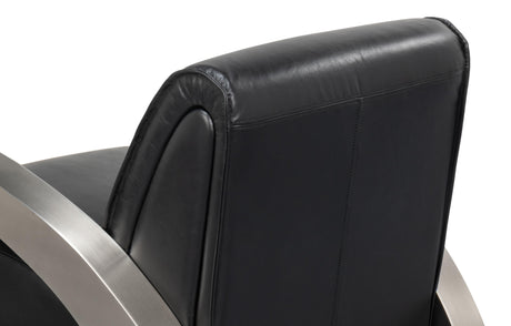 Sarreid Carlisle Armchair  Leather Onyx Black