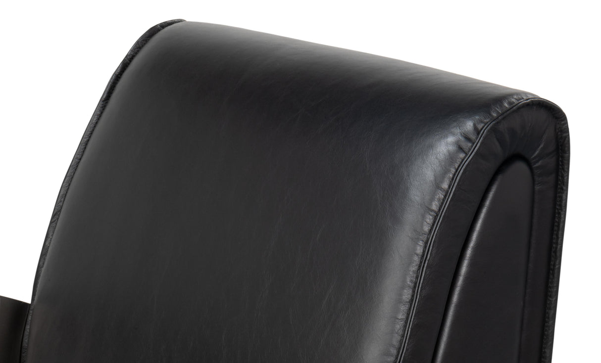 Sarreid Carlisle Armchair  Leather Onyx Black