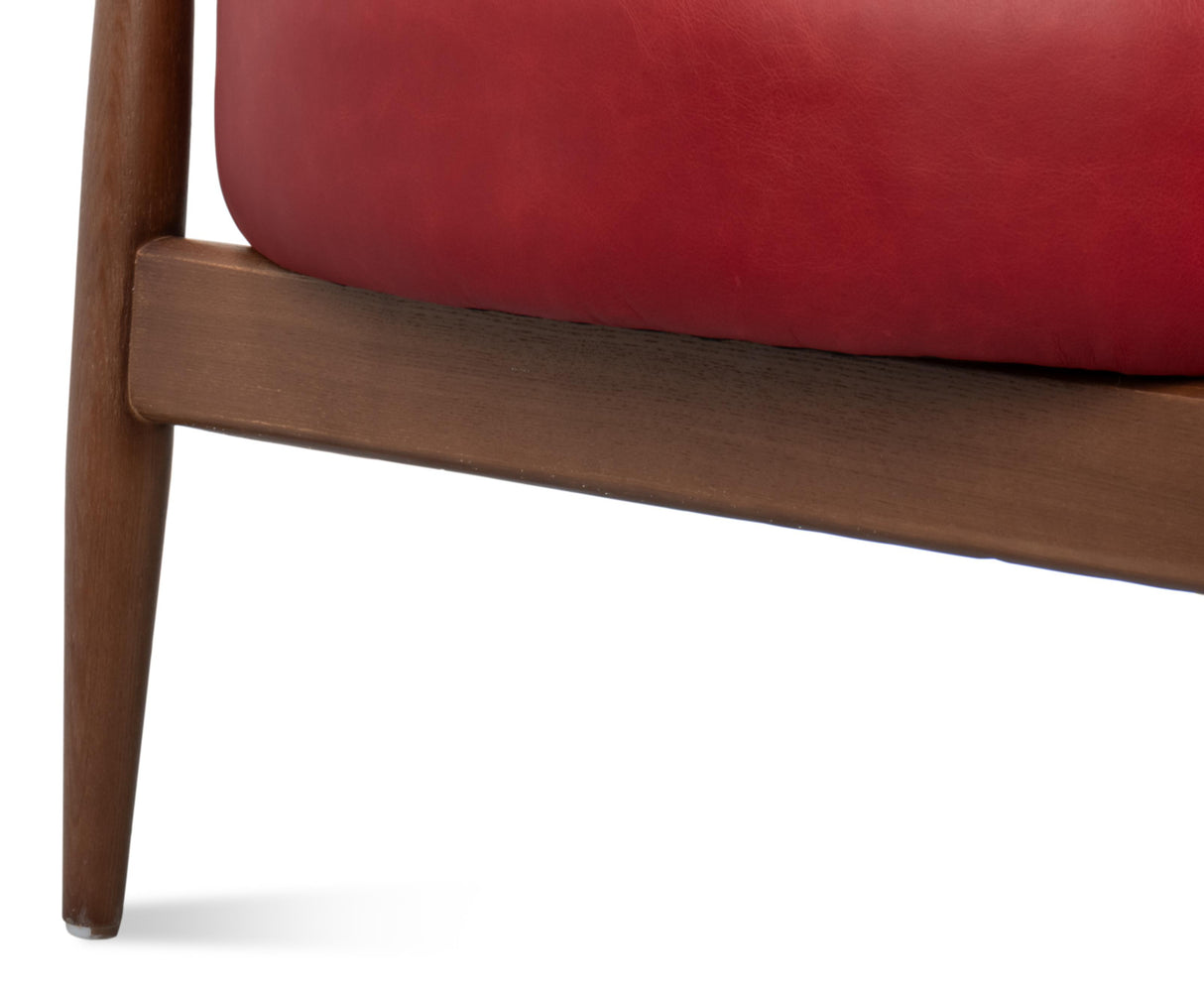 Sarreid Pindar Armchair  Leather  New Rouge Red