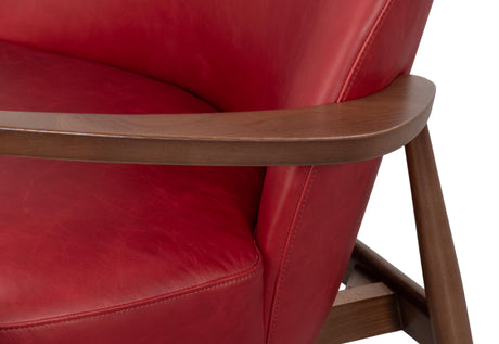 Sarreid Pindar Armchair  Leather  New Rouge Red