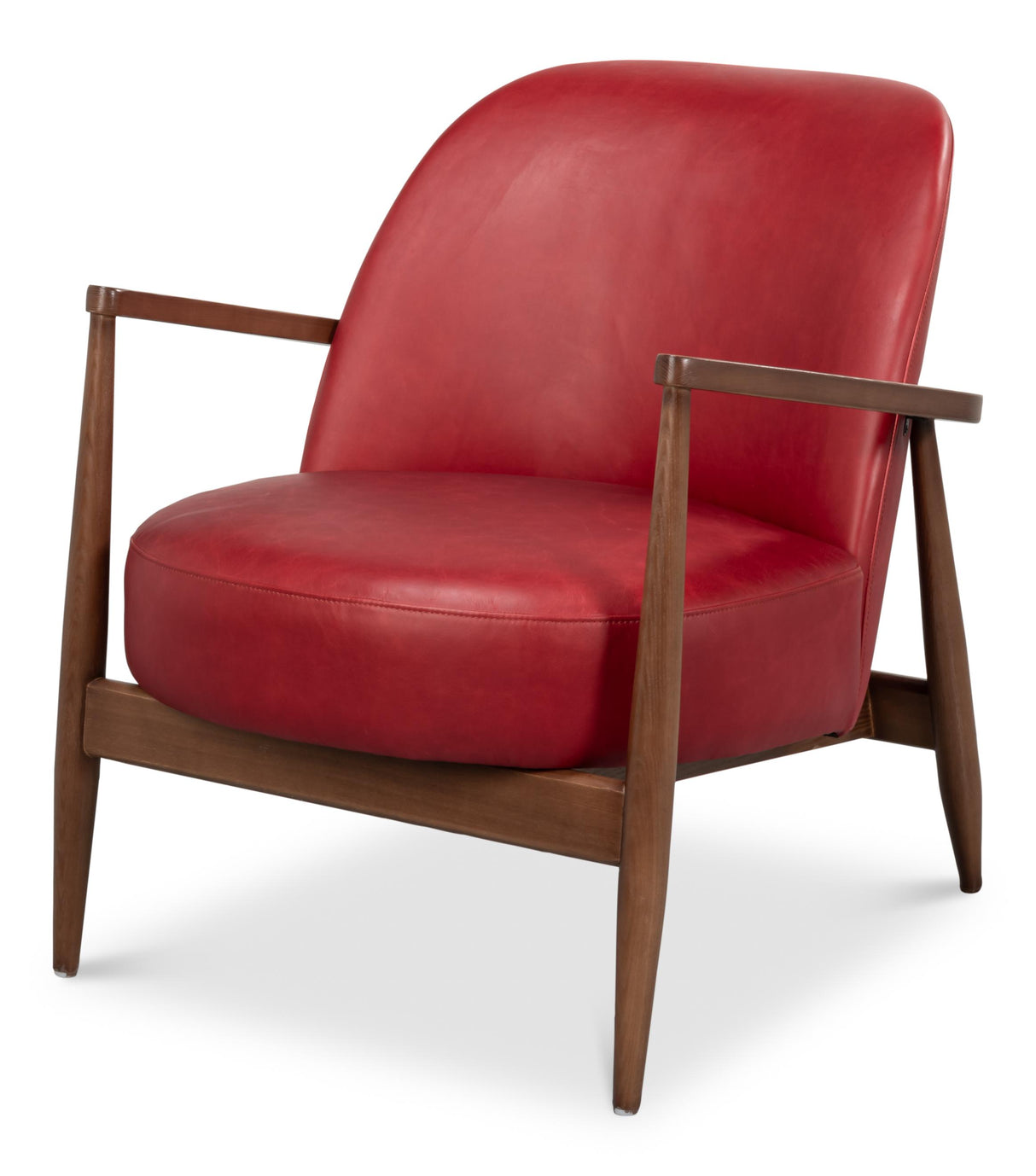 Sarreid Pindar Armchair  Leather  New Rouge Red