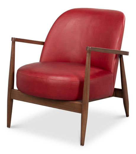 Sarreid Pindar Armchair  Leather  New Rouge Red