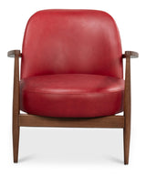 Sarreid Pindar Armchair  Leather  New Rouge Red
