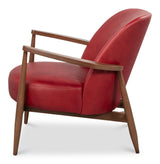 Sarreid Pindar Armchair  Leather  New Rouge Red