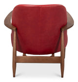 Sarreid Pindar Armchair  Leather  New Rouge Red