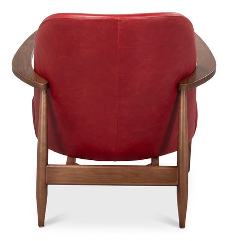 Sarreid Pindar Armchair  Leather  New Rouge Red