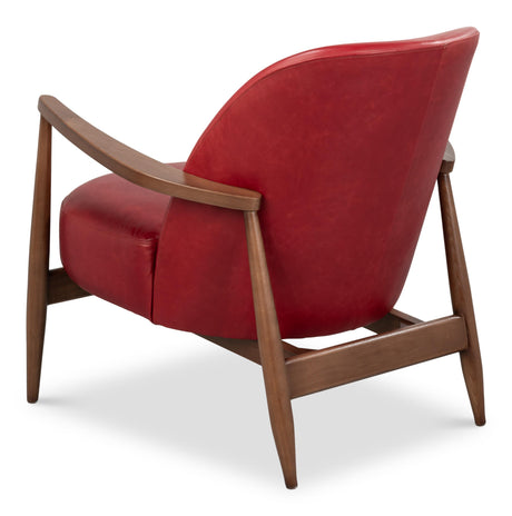Sarreid Pindar Armchair  Leather  New Rouge Red