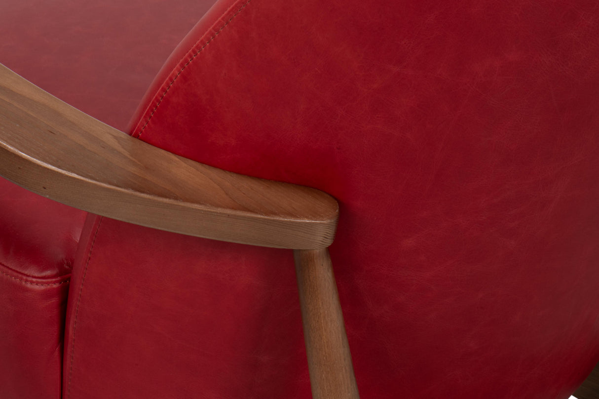 Sarreid Pindar Armchair  Leather  New Rouge Red