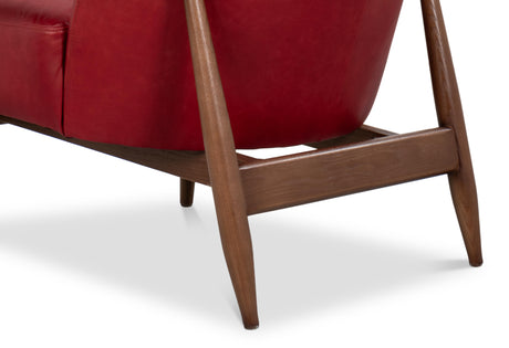 Sarreid Pindar Armchair  Leather  New Rouge Red