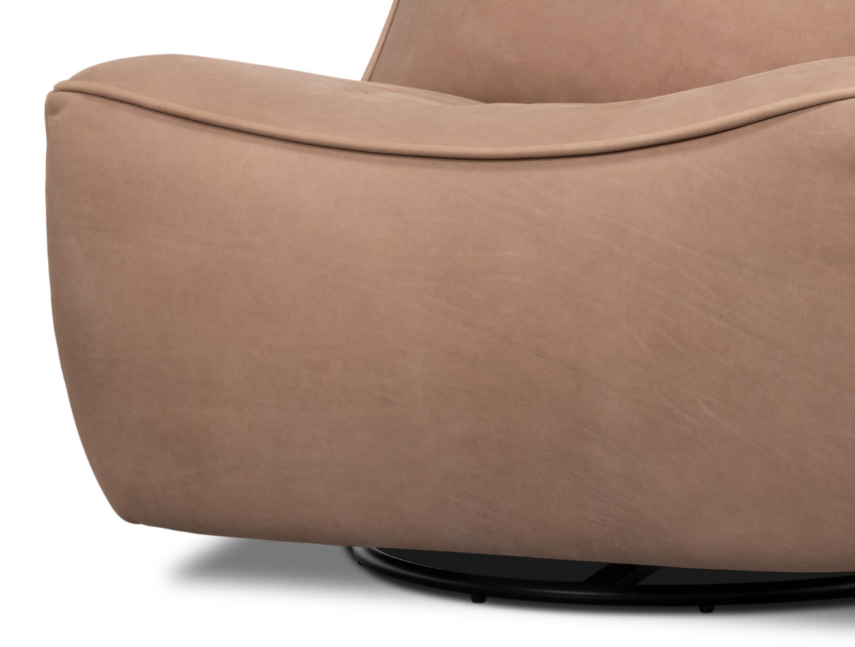 Sarreid Kennett Swivel Chair Greece Grey Leather