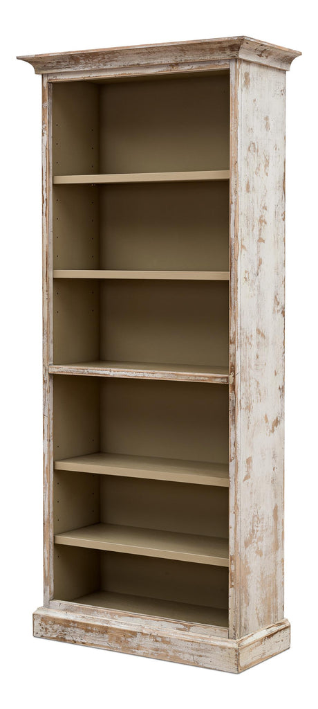 Sarreid Open Shelf Bookcase  Disrupted White