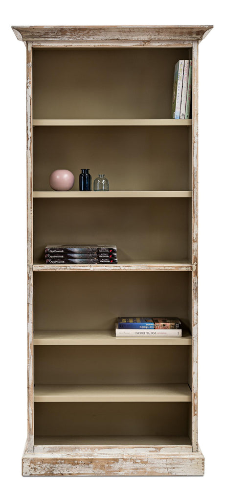 Sarreid Open Shelf Bookcase  Disrupted White