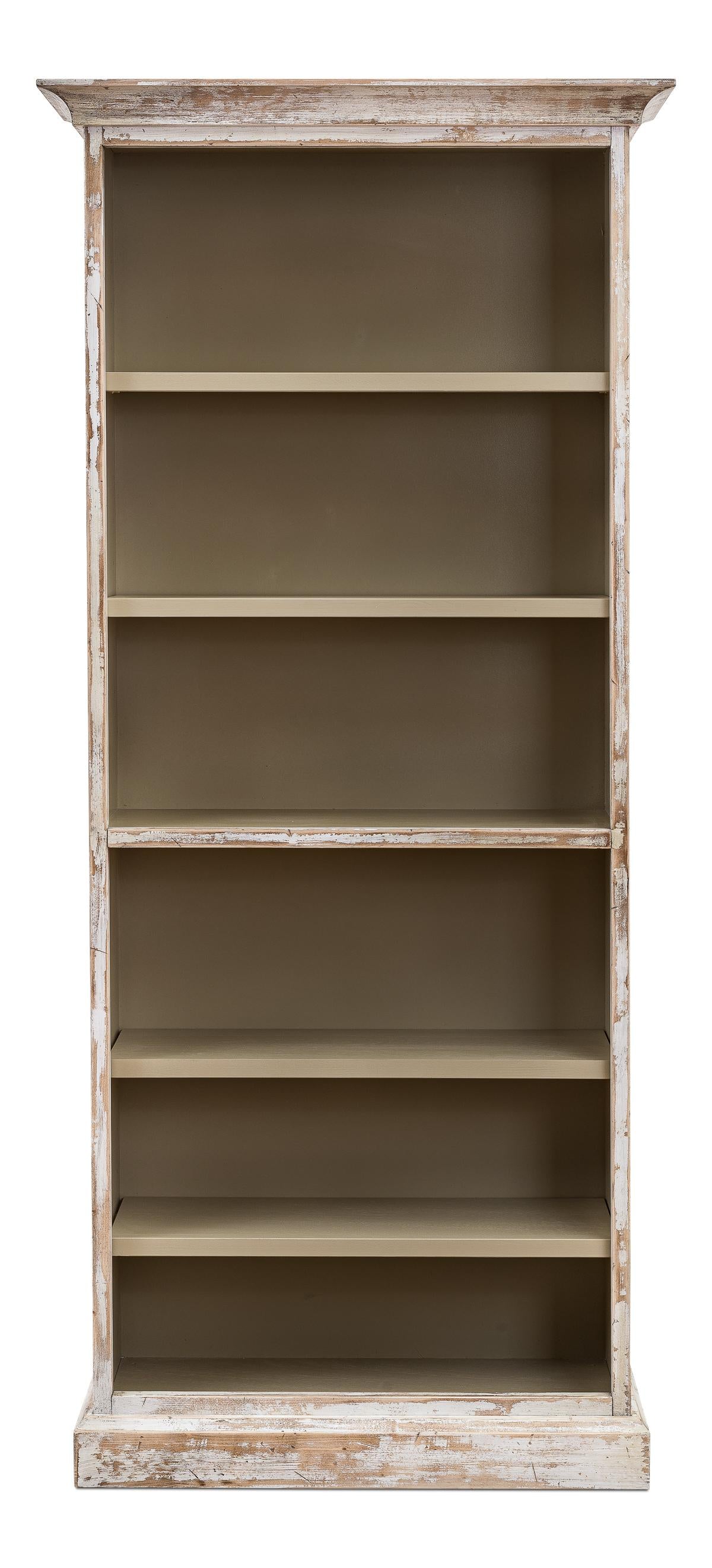 Sarreid Open Shelf Bookcase  Disrupted White