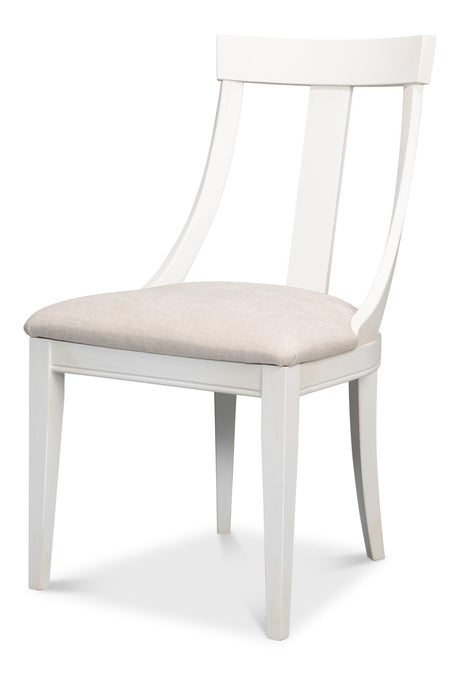 Sarreid Deco Side Chair Cortina White Taupe