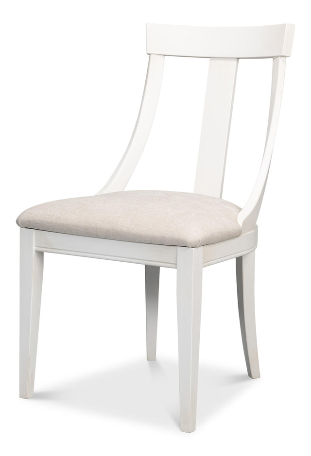 Sarreid Deco Side Chair Cortina White Taupe