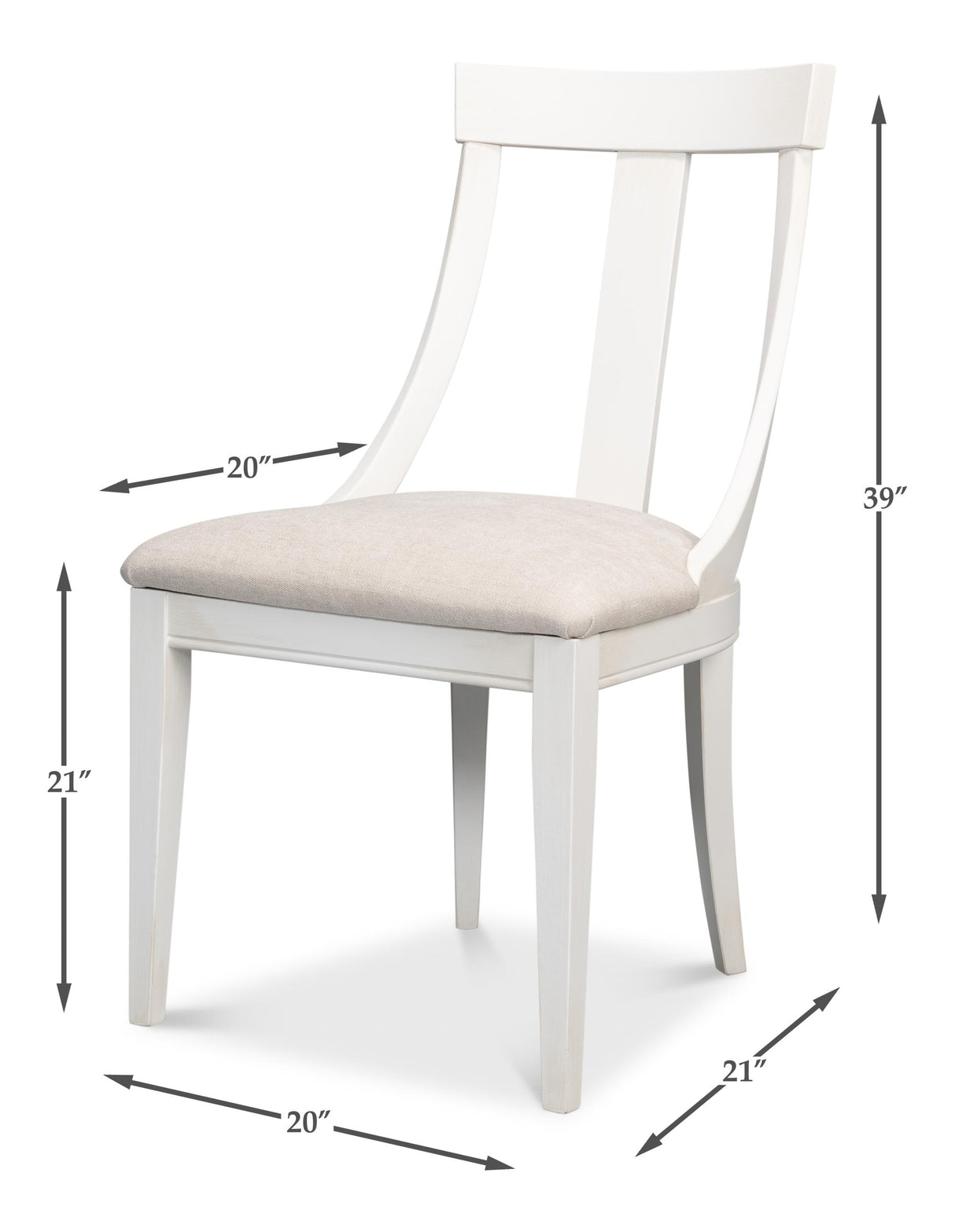 Sarreid Deco Side Chair Cortina White Taupe