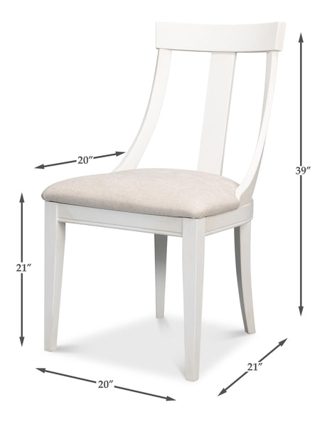 Sarreid Deco Side Chair Cortina White Taupe