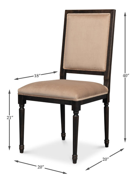 Sarreid Square Back Side Chair Nero Toffee