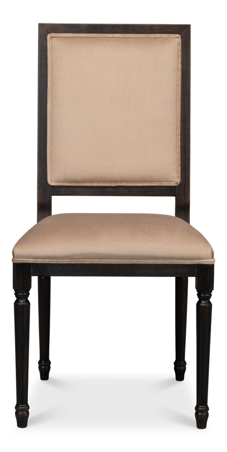 Sarreid Square Back Side Chair Nero Toffee