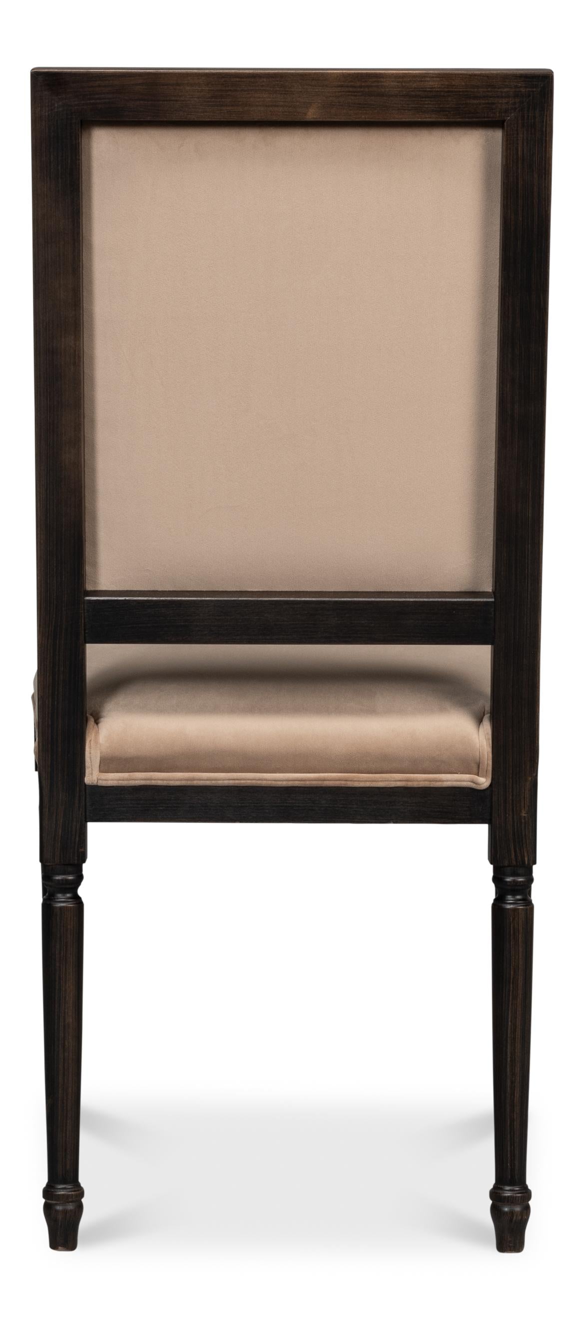 Sarreid Square Back Side Chair Nero Toffee