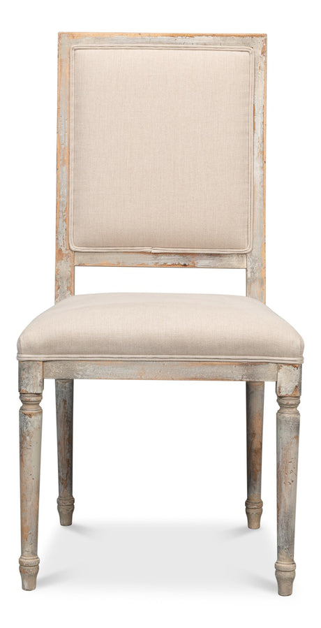 Sarreid Square Back Side Chair Grey Oak Flax