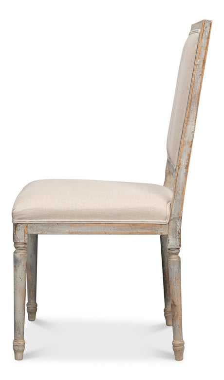 Sarreid Square Back Side Chair Grey Oak Flax