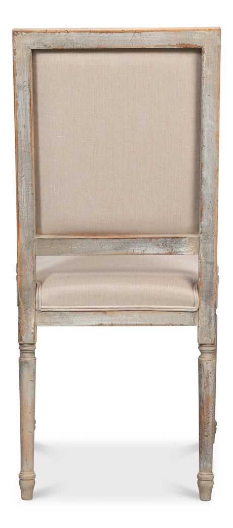 Sarreid Square Back Side Chair Grey Oak Flax