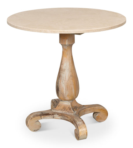Sarreid Bistro Table  Ant. Oak Shiny Trav.Top