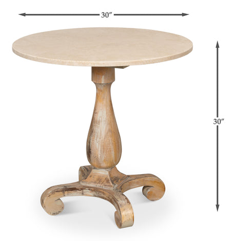 Sarreid Bistro Table  Ant. Oak Shiny Trav.Top