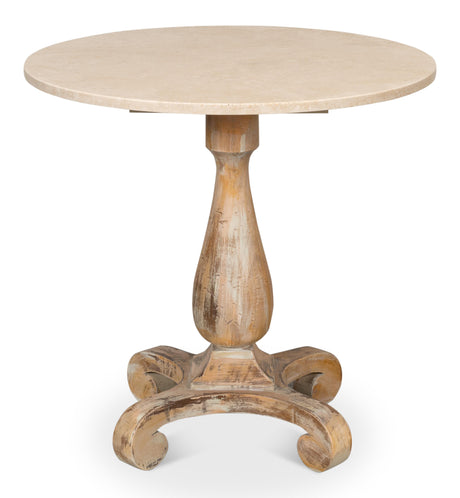 Sarreid Bistro Table  Ant. Oak Shiny Trav.Top