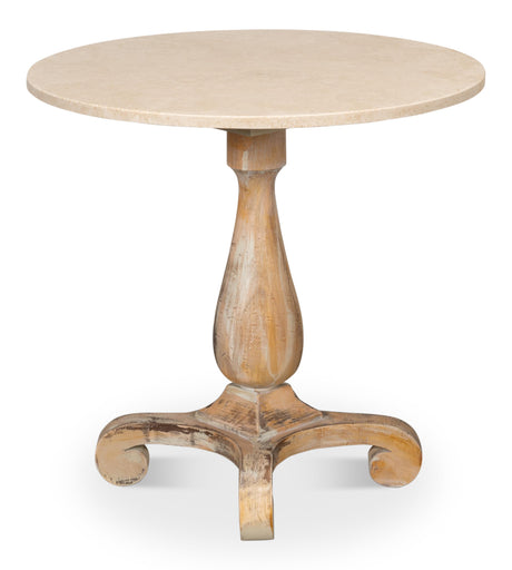 Sarreid Bistro Table  Ant. Oak Shiny Trav.Top