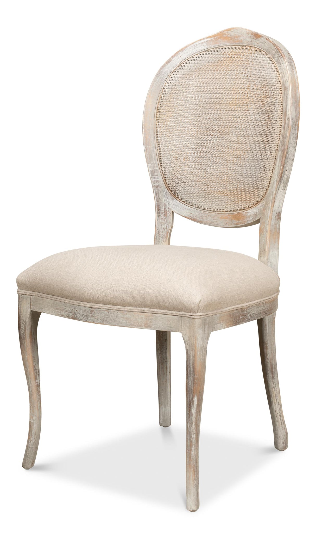 Sarreid Oval Cane Back S/Chair  Grey Oak  Flax