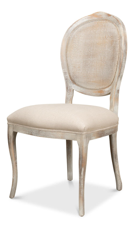 Sarreid Oval Cane Back S/Chair  Grey Oak  Flax