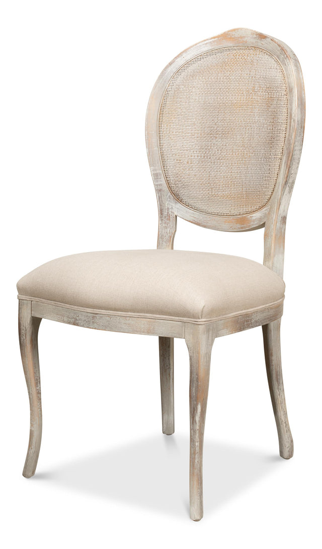 Sarreid Oval Cane Back S/Chair  Grey Oak  Flax