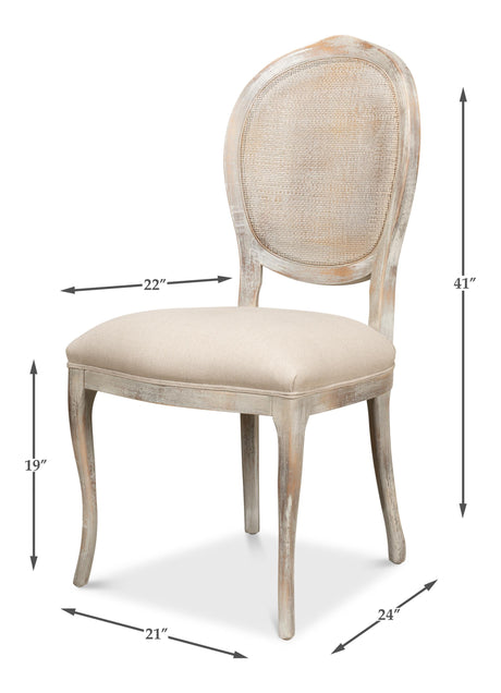 Sarreid Oval Cane Back S/Chair  Grey Oak  Flax